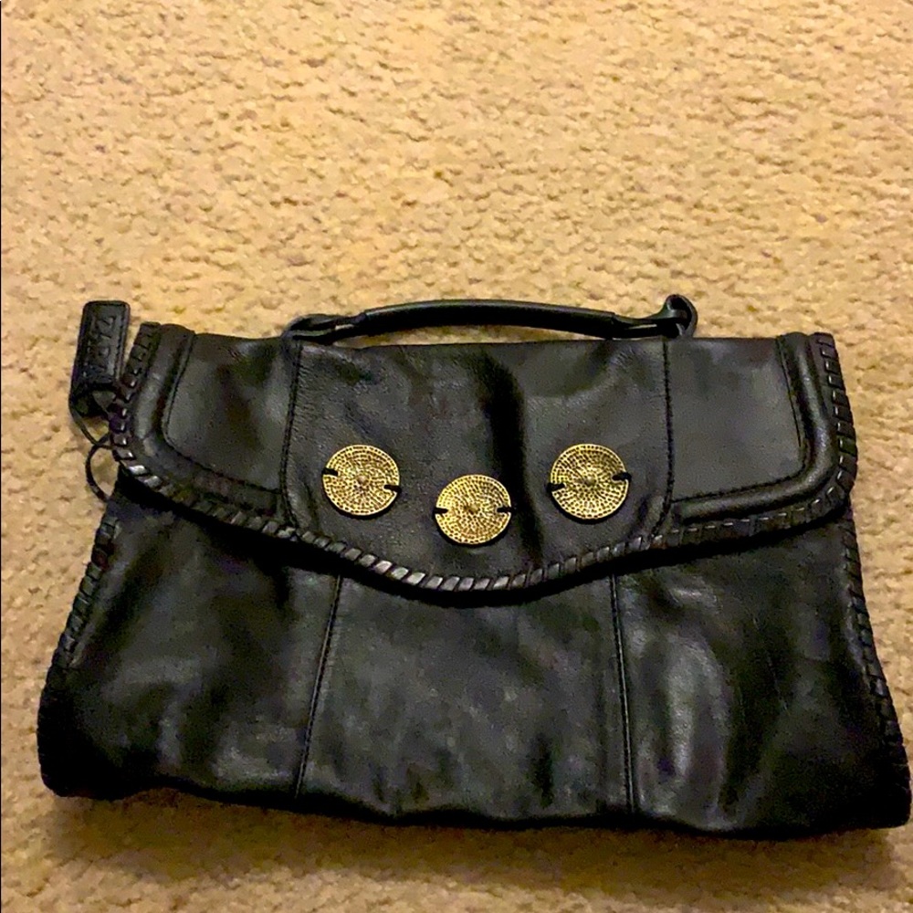 Zara leather tote bag black